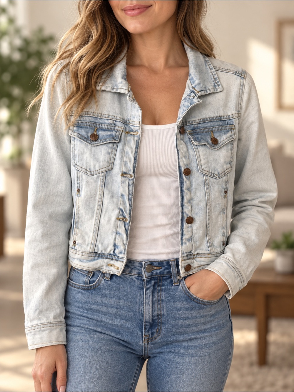Zara Light Blue Washed Y2K Distressed Denim Jacket